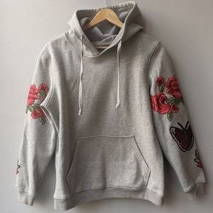 Alcee grey hoodie with embroidered flowers